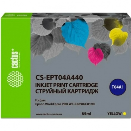 Картридж струйный Cactus CS-EPT04A440 T04A4 желтый (85мл) для Epson WorkForce Pro WF-C8190, WF-C8690
Картридж струйный Cactus CS-EPT04A440 T04A4 желтый (85мл) для Epson WorkForce Pro WF-C8190, WF-C8690