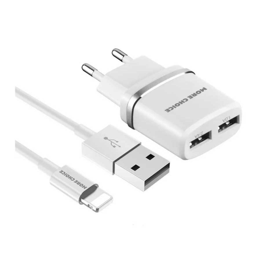 Сетевое зарядное устройство More choice 2USB 2.4A для Lightning 8-pin NC22i (White)
Сетевое зарядное устройство More choice 2USB 2.4A для Lightning 8-pin NC22i (White)