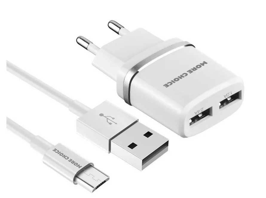 Сетевое зарядное устройство More choice 2USB 2.4A для micro USB NC22m (White)
Сетевое зарядное устройство More choice 2USB 2.4A для micro USB NC22m (White)