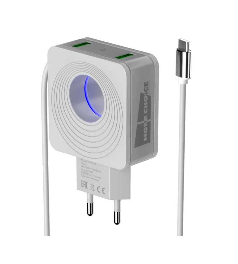 Сетевое зарядное устройство More choice 2USB 2.4A для micro USB NC48m (White)
Сетевое зарядное устройство More choice 2USB 2.4A для micro USB NC48m (White)