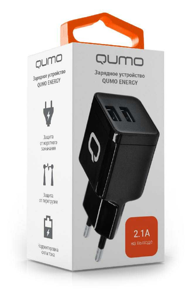 Сетевое зарядное устройство Qumo Energy (Charger 0002), 2 USB, 2.1A, Type C cable, черный
Сетевое зарядное устройство Qumo Energy (Charger 0002), 2 USB, 2.1A, Type C cable, черный