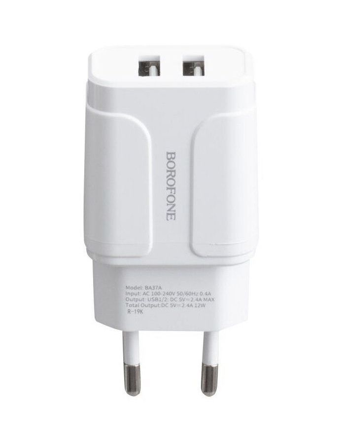 Сетевое зарядное устройство Borofone BA37A Speedy, 2USB, 2.4A, белый (16033)
Сетевое зарядное устройство Borofone BA37A Speedy, 2USB, 2.4A, белый (16033)