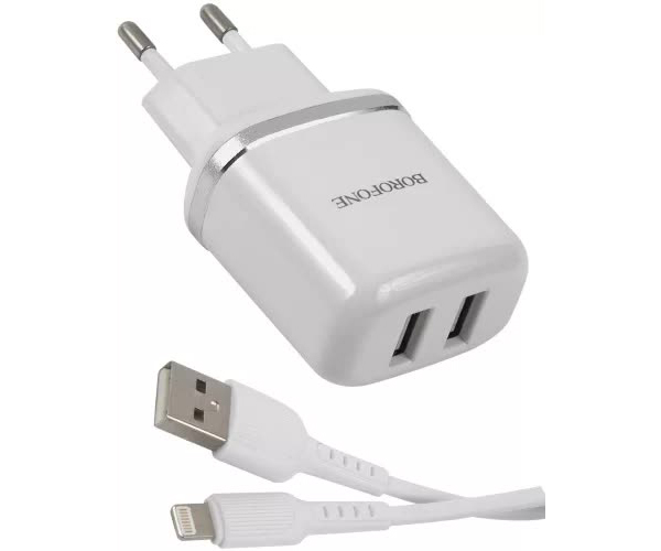 Сетевое зарядное устройство+кабель Lightning Borofone BA25A Outstanding, 2USB, 2.4A, белый (04184)
Сетевое зарядное устройство+кабель Lightning Borofone BA25A Outstanding, 2USB, 2.4A, белый (04184)