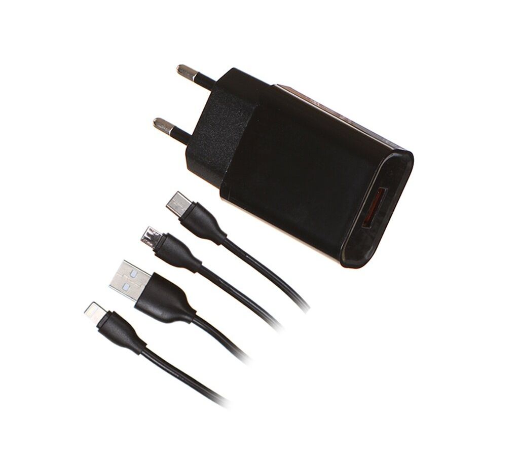 Сетевое зарядное устройство Red Line Tech USB QC 3.0 (модель NQC1-3A) + кабель 3в1, USB – microUSB + Lightning + Type-C, 2A, черный
Сетевое зарядное устройство Red Line Tech USB QC 3.0 (модель NQC1-3A) + кабель 3в1, USB – microUSB + Lightning + Type-C, 2A, черный