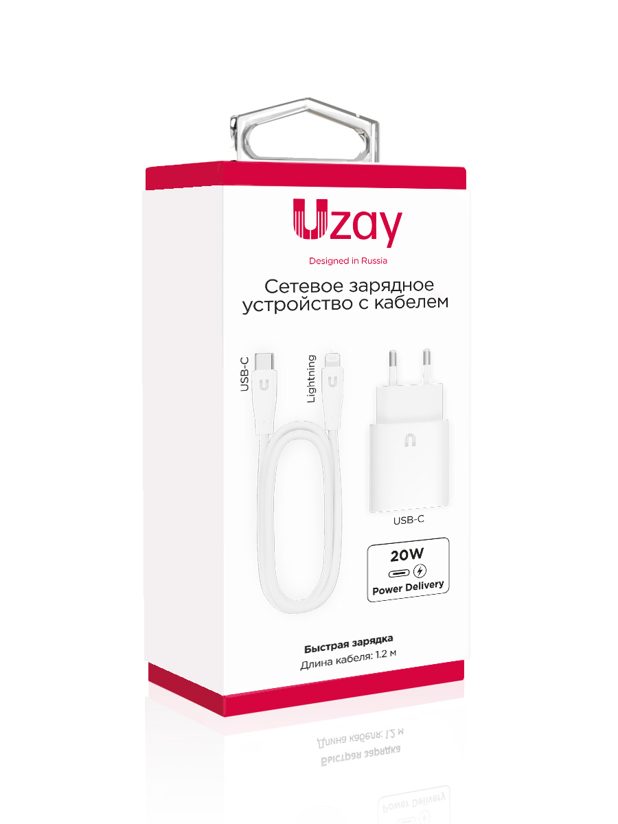 Сетевое зарядное устройство Uzay 20Вт PD USB-C, кабель C-Lightning, 1.2м, белый
Сетевое зарядное устройство Uzay 20Вт PD USB-C, кабель C-Lightning, 1.2м, белый