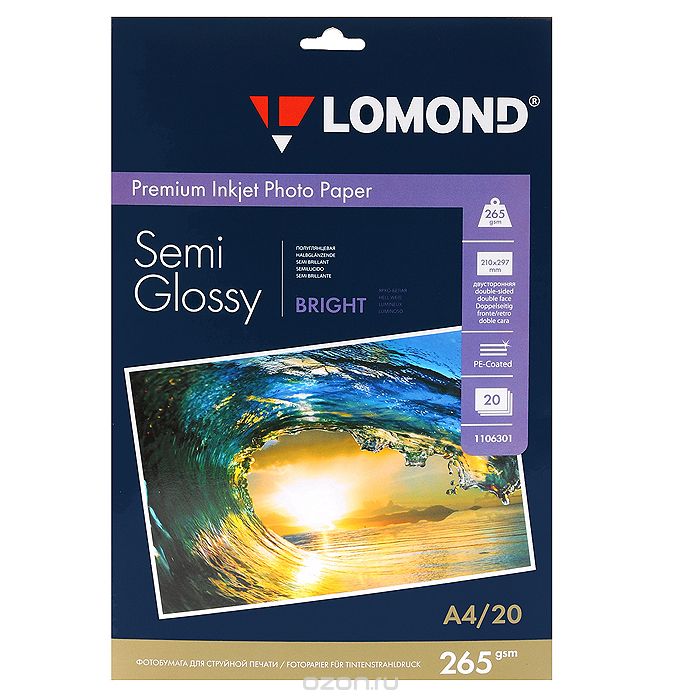 Бумага Lomond 1106301 A4/260г/м2/20л./белый полуглянцевое для струйной печати
Бумага Lomond 1106301 A4/260г/м2/20л./белый полуглянцевое для струйной печати