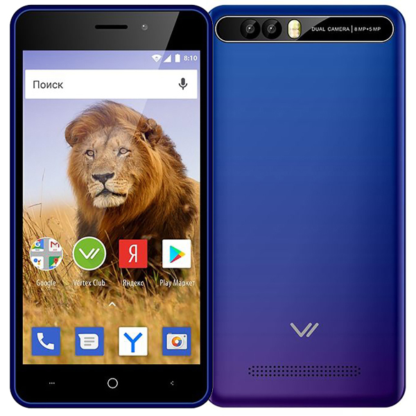 Смартфон Vertex Impress Lion dual cam 3G Sapphire, Синий
Смартфон Vertex Impress Lion dual cam 3G Sapphire, Синий