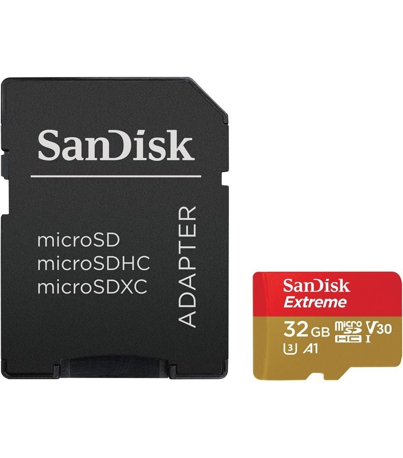 Карта памяти SanDisk Extreme microSDHC 32GB + SD Adapter + Rescue Pro Deluxe 100MB/s A1 C10 V30 UHS-I U3
Карта памяти SanDisk Extreme microSDHC 32GB + SD Adapter + Rescue Pro Deluxe 100MB/s A1 C10 V30 UHS-I U3