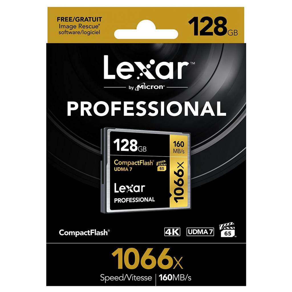 Карта Памяти CF 128Gb Lexar Professional 1066x (160/155 Mb/s
Карта Памяти CF 128Gb Lexar Professional 1066x (160/155 Mb/s