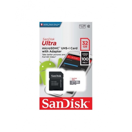 Карта памяти SanDisk microSDHC Ultra 32Gb Class 10 (SDSQUNR-032G-GN3MA)
Карта памяти SanDisk microSDHC Ultra 32Gb Class 10 (SDSQUNR-032G-GN3MA)