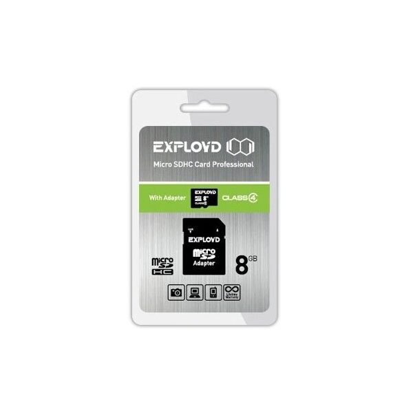 Карта памяти Exployd micro SDHC 8Gb Class4 + адаптер SD
Карта памяти Exployd micro SDHC 8Gb Class4 + адаптер SD