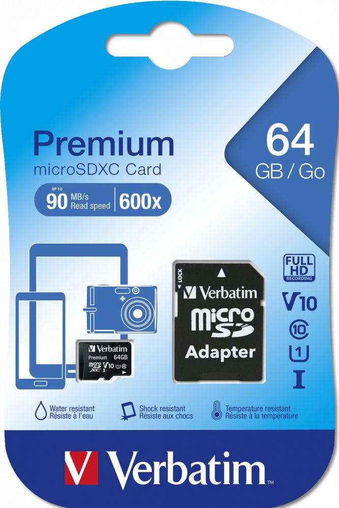 Карта памяти Verbatim MicroSDXC 64GbClass 10 UHS-1 (44084) + adapter
Карта памяти Verbatim MicroSDXC 64GbClass 10 UHS-1 (44084) + adapter