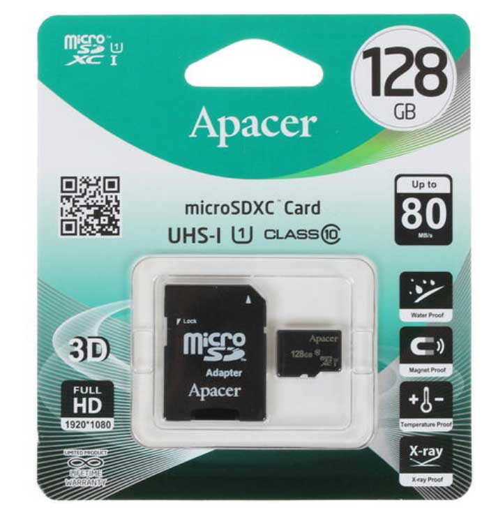 Карта памяти Apacer Micrо SDXC 128Gb Class 10 UHS-1 (AP128GMCSX10U1-R)
Карта памяти Apacer Micrо SDXC 128Gb Class 10 UHS-1 (AP128GMCSX10U1-R)