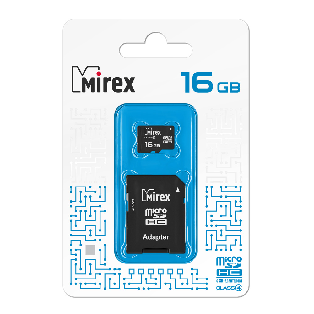 Карта памяти microSD 16GB Mirex microSDHC Class 4 (SD адаптер)
Карта памяти microSD 16GB Mirex microSDHC Class 4 (SD адаптер)