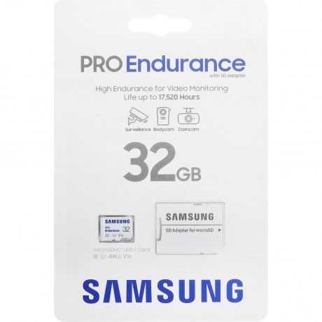 Карта памяти Samsung PRO Endurance 32 ГБ microSDXC
Карта памяти Samsung PRO Endurance 32 ГБ microSDXC