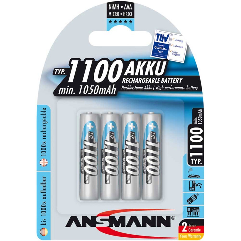 Аккумулятор Ansmann AAA 1100 mAh (уп 4 шт
Аккумулятор Ansmann AAA 1100 mAh (уп 4 шт