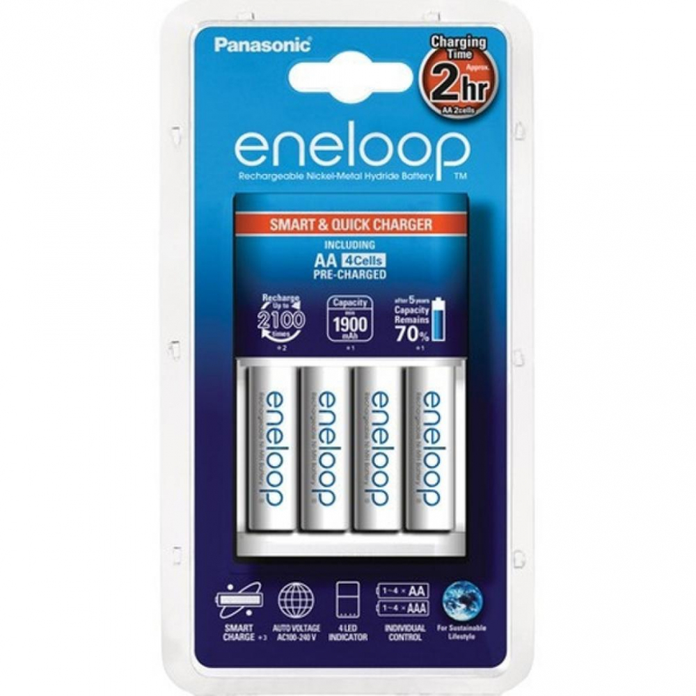 Зарядное устройство Panasonic Smart & Quick Charger + 4AA 1900 mAh
Зарядное устройство Panasonic Smart & Quick Charger + 4AA 1900 mAh