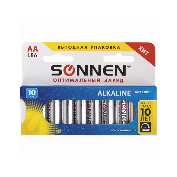 Батарейка SONNEN Alkaline, АА (LR06, 15А), алкалиновые, 10шт., в коробке, 451086
Батарейка SONNEN Alkaline, АА (LR06, 15А), алкалиновые, 10шт., в коробке, 451086