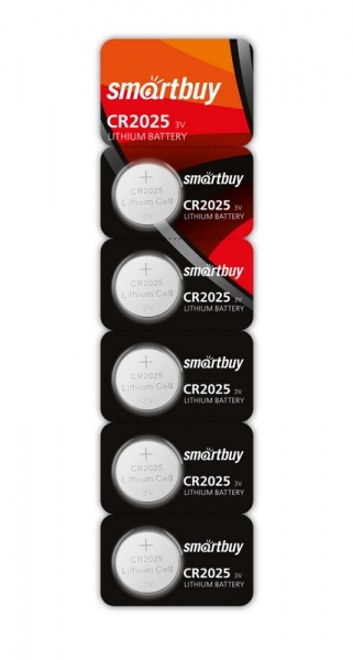 Батарейка Smartbuy CR2025 (5шт.)
Батарейка Smartbuy CR2025 (5шт.)