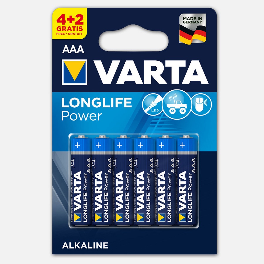Батарейка Varta Longlife Power AAA блистер 6шт.
Батарейка Varta Longlife Power AAA блистер 6шт.
