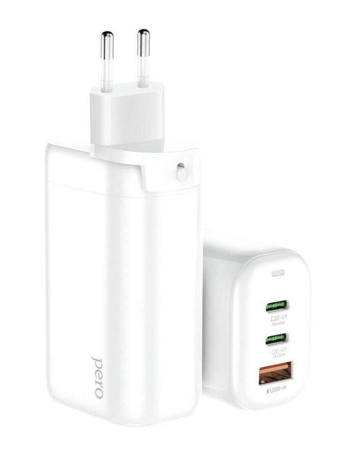 Сетевое зарядное устройство PERO TC06 GaN, 1xUSB-A QC + 2xPD, 65W, LED-индикатор
Сетевое зарядное устройство PERO TC06 GaN, 1xUSB-A QC + 2xPD, 65W, LED-индикатор