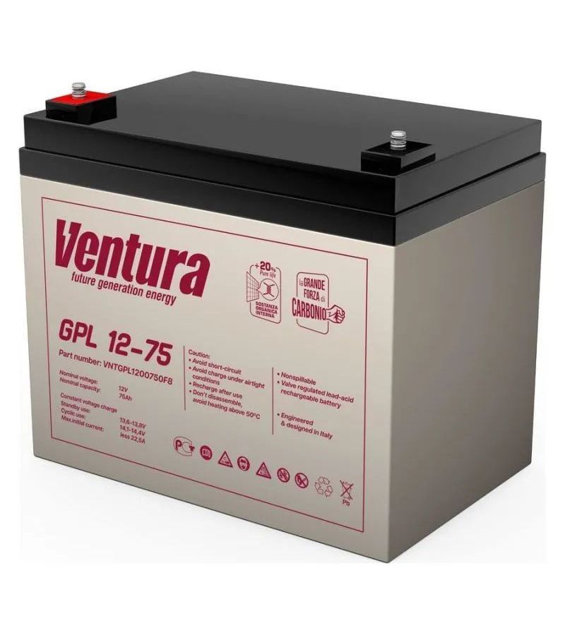 Аккумулятор Ventura GPL 12-75, 12V 75Ah
Аккумулятор Ventura GPL 12-75, 12V 75Ah