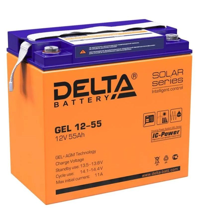 Аккумулятор Delta GEL 12-55 (12V 55Ah)
Аккумулятор Delta GEL 12-55 (12V 55Ah)