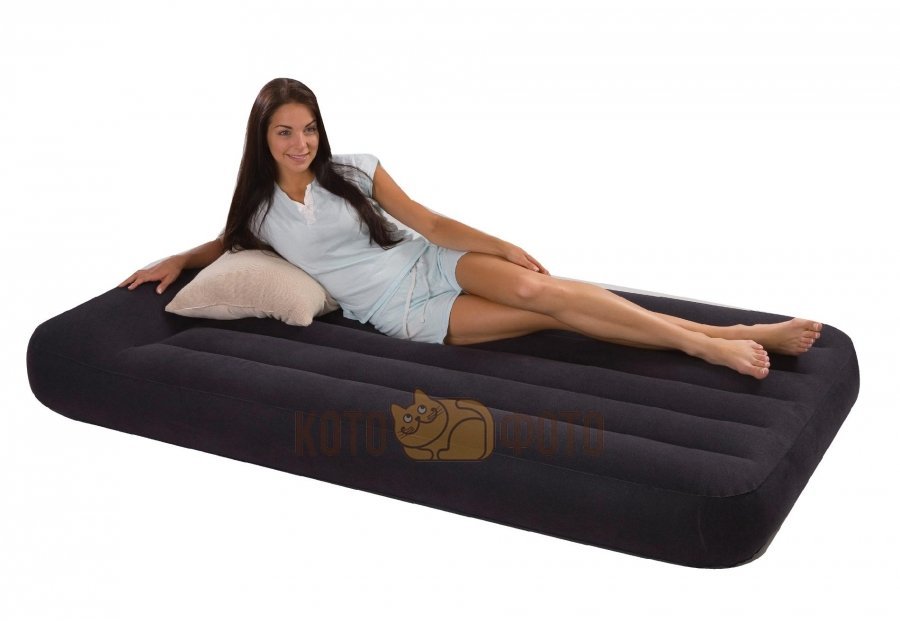 Кровать Intex 66779 Pillow Rest Classic С Подголовником, Twin, Флок, Электрический Насос 220В