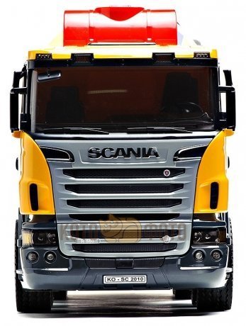 Машинка Bruder Бетономешалка Scania (цвет жёлто синий) (подходит модуль со звуком и светом H) - фото 2