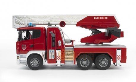 Машинка Bruder Пожарная машина Scania с выдвижной лестницей и помпой с модулем со световыми и звуковыми эффектами - фото 2