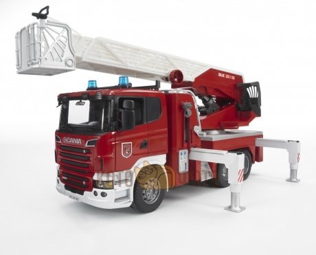 Машинка Bruder Пожарная машина Scania с выдвижной лестницей и помпой с модулем со световыми и звуковыми эффектами - фото 4