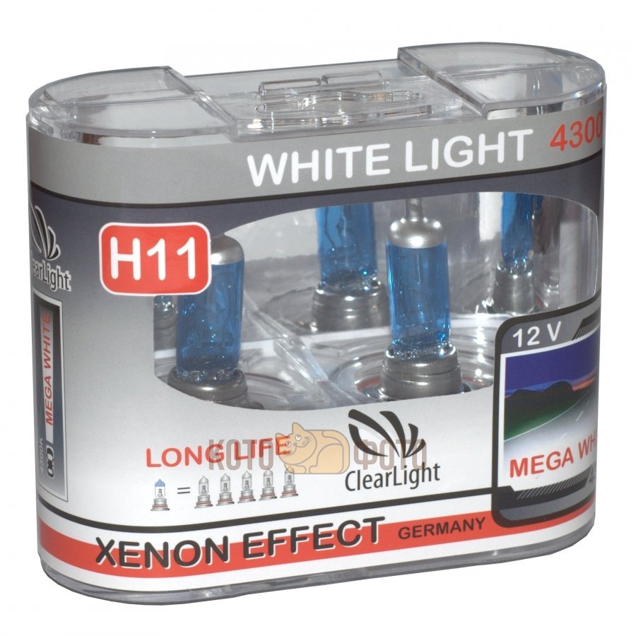 цена Комплект ламп Clearlight H11 12V-55W WhiteLight (2 шт.) MLH11WL