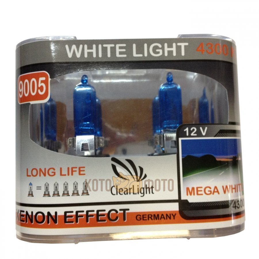 цена Комплект ламп Clearlight HB3 12V-65W WhiteLight (2 шт.) ML9005WL