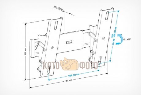 Кронштейн Holder LCD-T2611-B черный 22-47 макс.30кг настенный наклон - фото 3