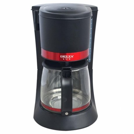 Кофеварка Delta Lux DL-8152 черный с красным - фото 1