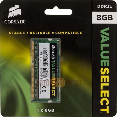 Память Corsair SO-DIMM DDR3L 8Gb PC3-12800 1600MHz (CMSO8GX3M1C1600C11) RTL - фото 1