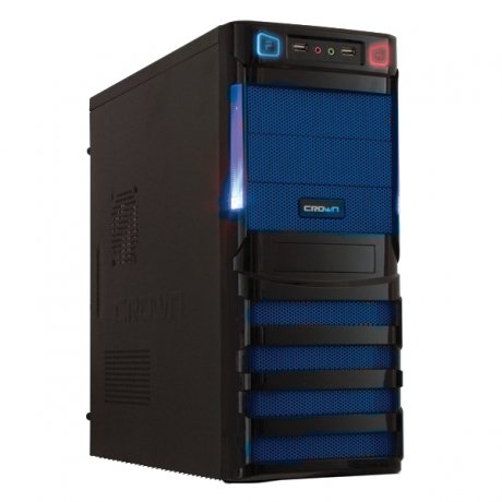 Корпус CROWN CMC-SM162 black/blue ATX (CM-PS450W smart) - фото 1