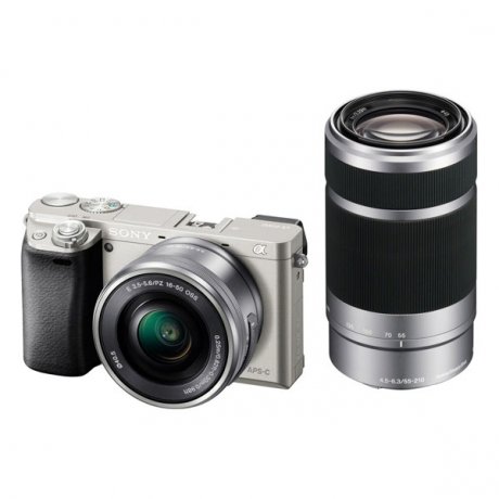 Цифровой фотоаппарат Sony Alpha A6000 Kit 16-50, 55-210 mm Silver - фото 1