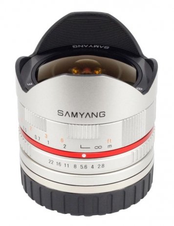 Объектив Samyang Sony E NEX MF 8 mm F/2.8 Fish-eye UMC Silver - фото 1
