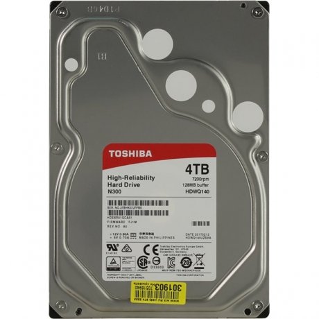 Жесткий диск TOSHIBA HDWQ140UZSVA N300 High-Reliability Hard Drive 4TB 3,5&quot; 7200RPM 128MB SATA-III - фото 1