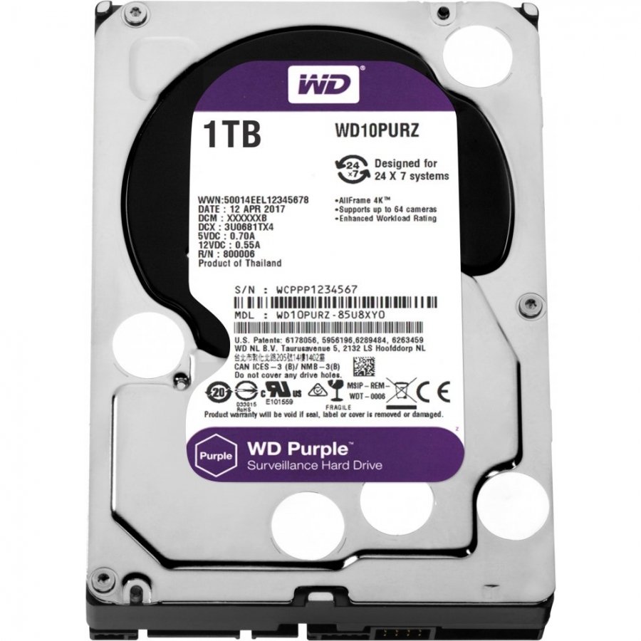 Жёсткий диск WD Purple 1Tb (WD10PURZ) цена и фото
