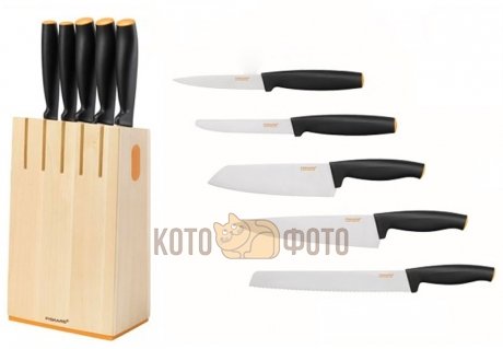 Набор ножей Fiskars в блоке (5 ножей 1014211) - фото 1