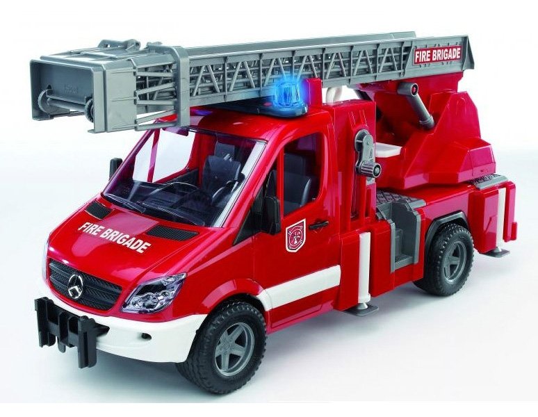 Пожарная машина BRUDER MB Sprinter с лестницей и помпой, с модулем со световыми и звуковыми эффектами