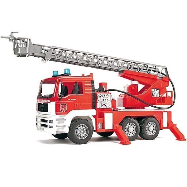 Пожарная машина Bruder MAN с лестницей и помпой с модулем со световыми и звуковыми эффектами машинка инерционная abtoys пожарная машина со звуковыми и световыми эффектами 1 36 20x10x14 см