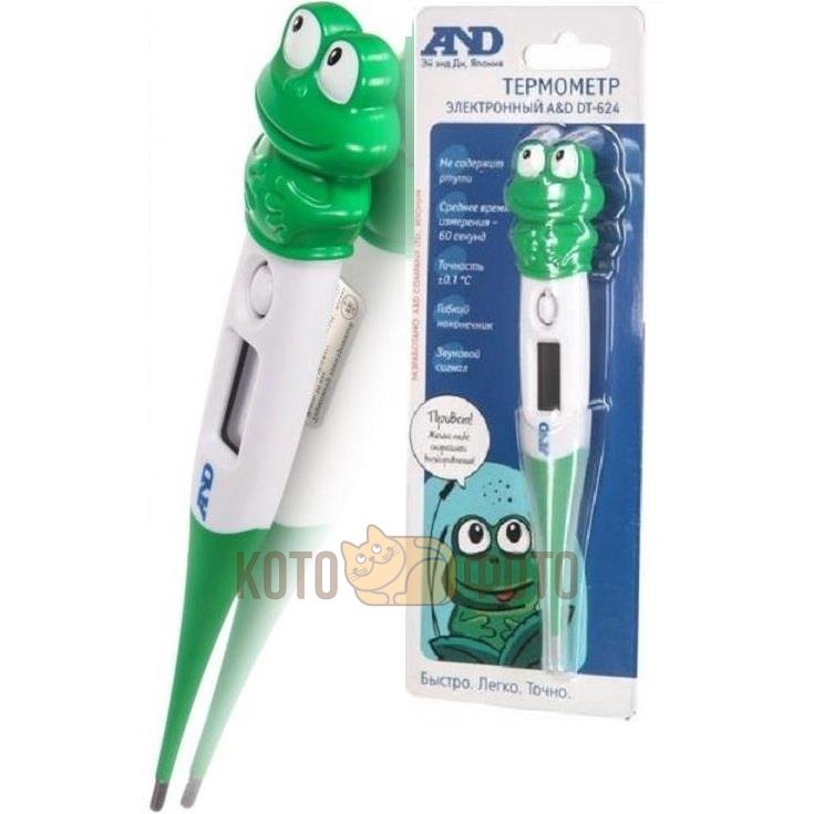 Термометр электронный AND DT-624 Лягушка зеленый/белый