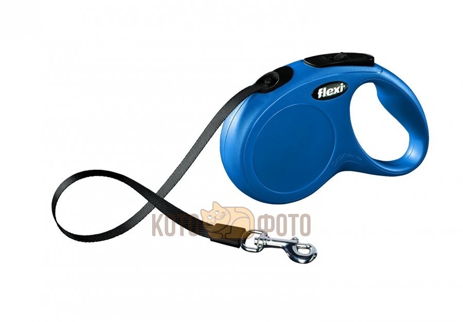 Flexi Рулетка-Ремень Для Собак До 15Кг 5М Голубая (New Classic S Tape 5M Blue)