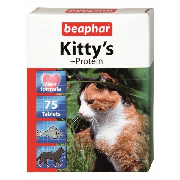 Beaphar Витамины для кошек с протеином, рыбки (Kittys Protein) 75шт (12510)