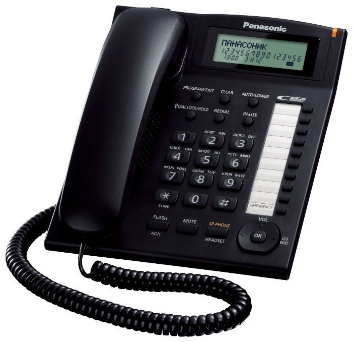 Телефон проводной Panasonic KX-TS2388RUB, черный