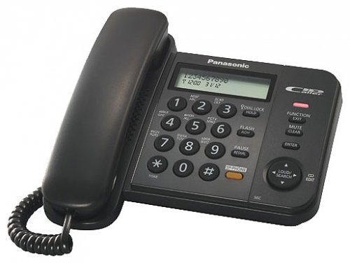 Телефон проводной Panasonic KX-TS2358RUB, черный