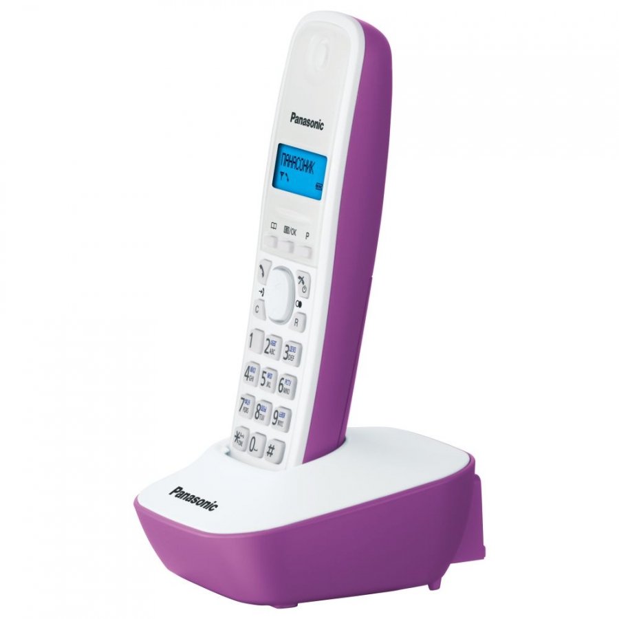 Радиотелефон Panasonic KX-TG1611RUF фиолетовый/белый радио телефон dect panasonic kx tg1611ruf фиолетовый белый аон